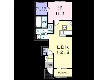 オーチャードD(1LDK/1階)の間取り写真