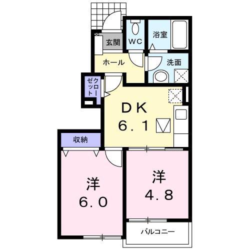 プリティハウス Y 3(2DK/1階)の間取り写真