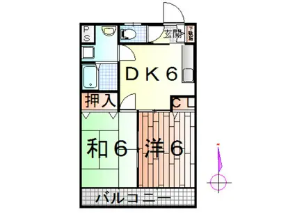 パルトネールひのき(2DK/2階)の間取り写真