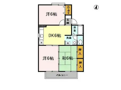 セジュール・ドエルB(3DK/2階)の間取り写真