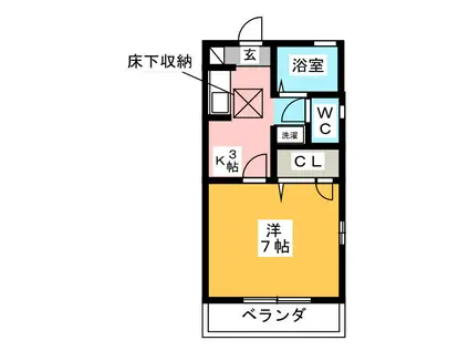 ベルカーサII(1K/1階)の間取り写真