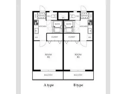 バ-シティハウス泉B(1K/1階)の間取り写真