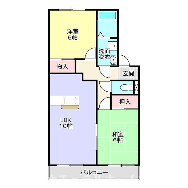シルクヴェールフジA(2LDK/2階)の間取り写真