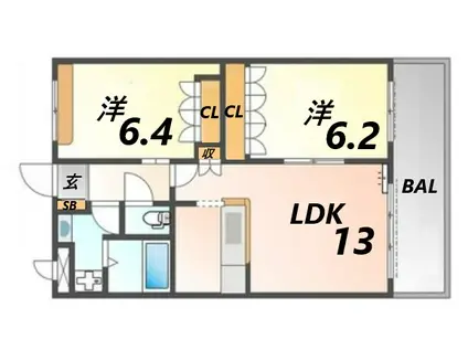 FOREST VILLA(2LDK/2階)の間取り写真