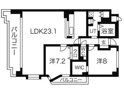 アイユー八事 北棟(2LDK/3階)の間取り写真