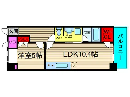 URBAN FLATS中ノ島(1LDK/4階)の間取り写真
