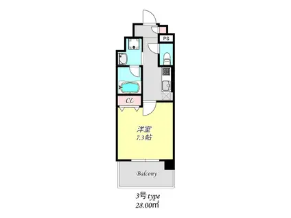 グランネクサス姫路船橋(1K/2階)の間取り写真