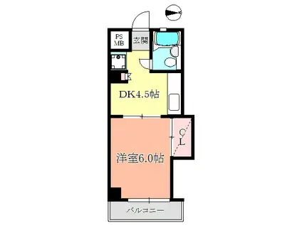 温泉通ビル(1DK/2階)の間取り写真