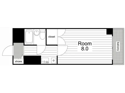 プリンスコート(1K/2階)の間取り写真