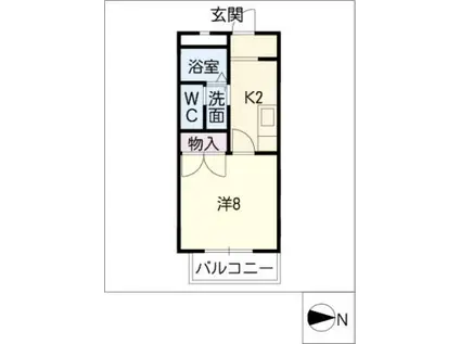 ラビットストリート(1K/2階)の間取り写真