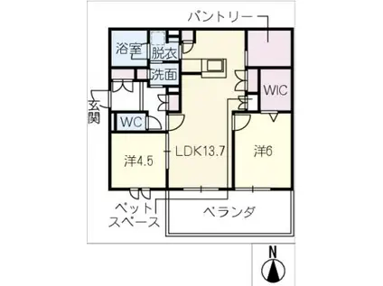 VERDE TIERRA(2LDK/1階)の間取り写真