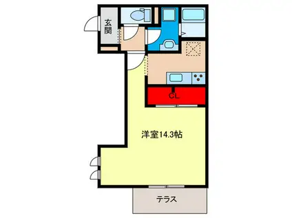 ウィステリア岡山手(ワンルーム/2階)の間取り写真