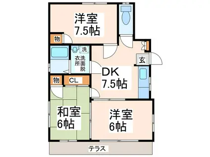 セントラルハイツアキモト(3DK/1階)の間取り写真
