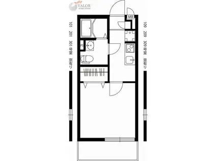 リブリ・オドゥール(1K/3階)の間取り写真