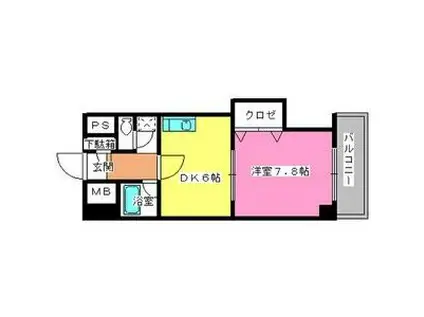 グランシャリオ竹下(1DK/2階)の間取り写真