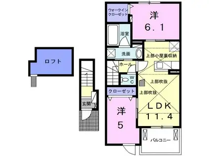 シェ モアI(2LDK/2階)の間取り写真