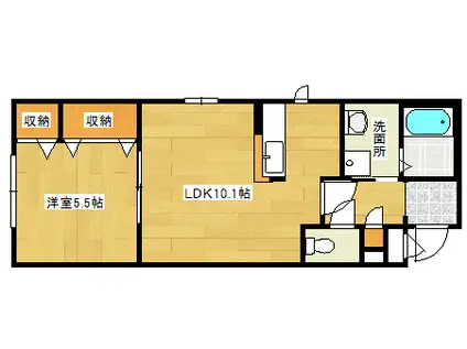リヴュール(1LDK/1階)の間取り写真