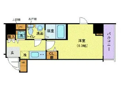 グランドガーラ横濱山下町(1K/8階)の間取り写真