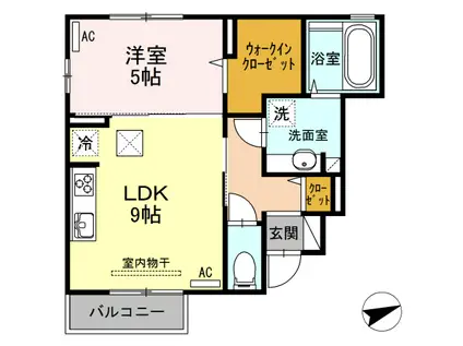 北ウィング(1LDK/1階)の間取り写真