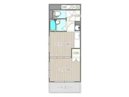 上杉ライトハウスビルディング(1DK/6階)の間取り写真