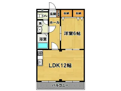 ルミナス小野川(1LDK/3階)の間取り写真