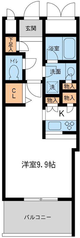 メトロタワー山下町(ワンルーム/9階)の間取り写真