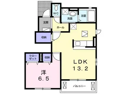 カーサ・アルバB(1LDK/1階)の間取り写真