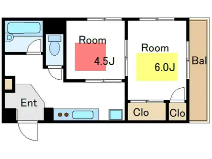 JLBグランエクリュ住吉(2K/4階)の間取り写真