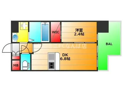 セレニテ難波ミラク弐番館(1DK/3階)の間取り写真