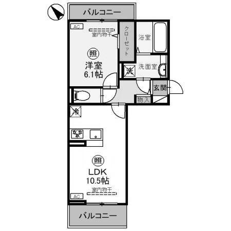 DーROOM歌川町(1LDK/2階)の間取り写真