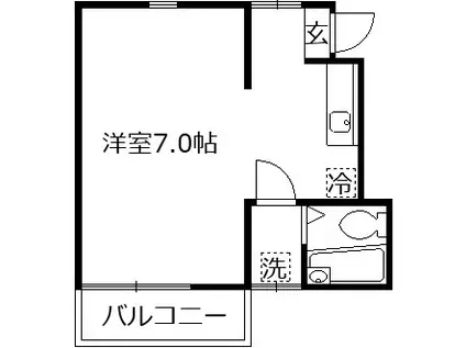 コスモシティ(ワンルーム/2階)の間取り写真