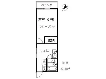 村上ハイツ(1K/2階)の間取り写真