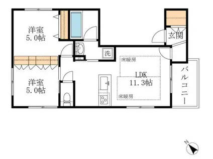 HIRO中山(2LDK/3階)の間取り写真