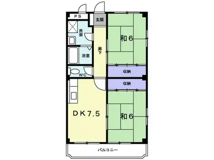 清水ビル(2DK/2階)の間取り写真