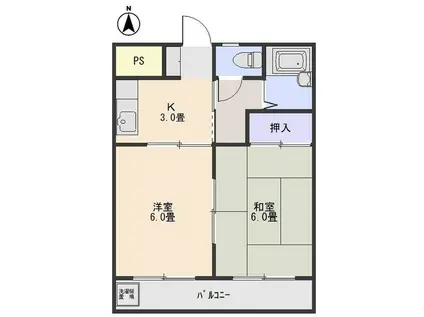 朔ハイツ(2K/2階)の間取り写真