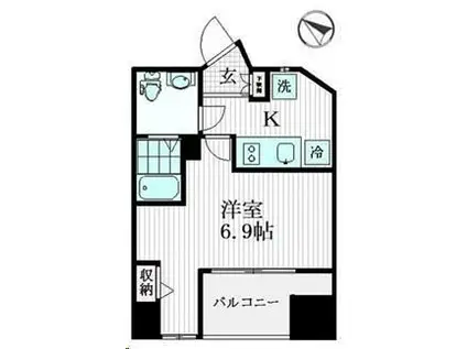 アーバイル九段下ミッドシティ(1K/6階)の間取り写真