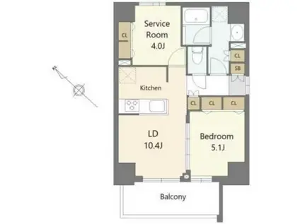 エスレジデンス板橋大山BRIM(1SLDK/7階)の間取り写真