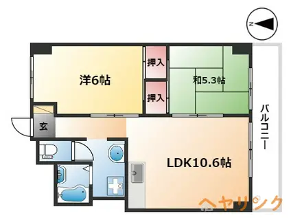 森産ビル(2LDK/5階)の間取り写真