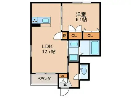 メゾンSINSEI(1LDK/1階)の間取り写真