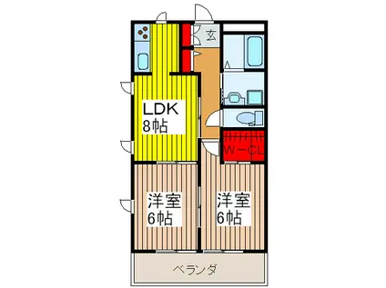 サンフラワー北原(2LDK/3階)の間取り写真