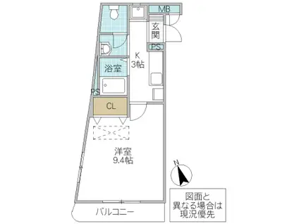 フォーライフヴィラ千波(1K/1階)の間取り写真