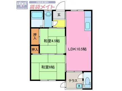 ヴィラモモイ(2LDK/1階)の間取り写真