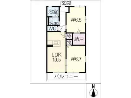 ESPOIR A棟(2LDK/1階)の間取り写真