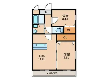 NEIGHBORS(2LDK/2階)の間取り写真