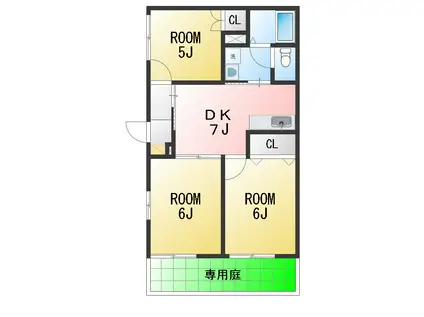 シャルム栗木(3DK/1階)の間取り写真