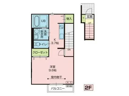 ミルト107 D(1K/2階)の間取り写真