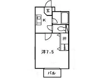 ヴィラエスポワール(1K/1階)の間取り写真