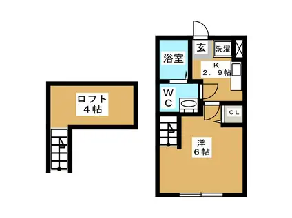 ベルコート(1K/1階)の間取り写真