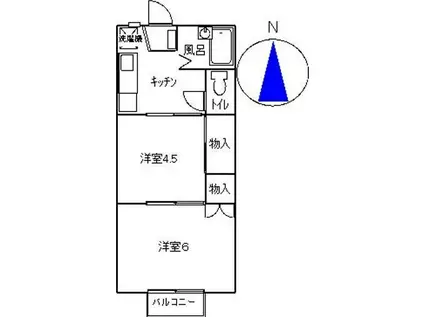 ヴィラパークサイド(2K/1階)の間取り写真