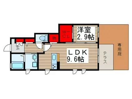 ハイグランド川口(1LDK/1階)の間取り写真